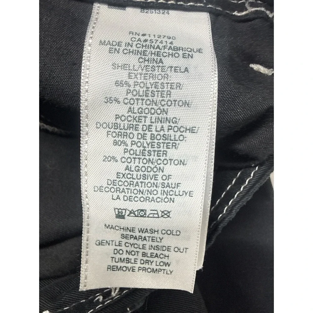 True Religion Black Contrast Stitch Cargo Pants Wide Leg Mens 34 Y2K Streetwear